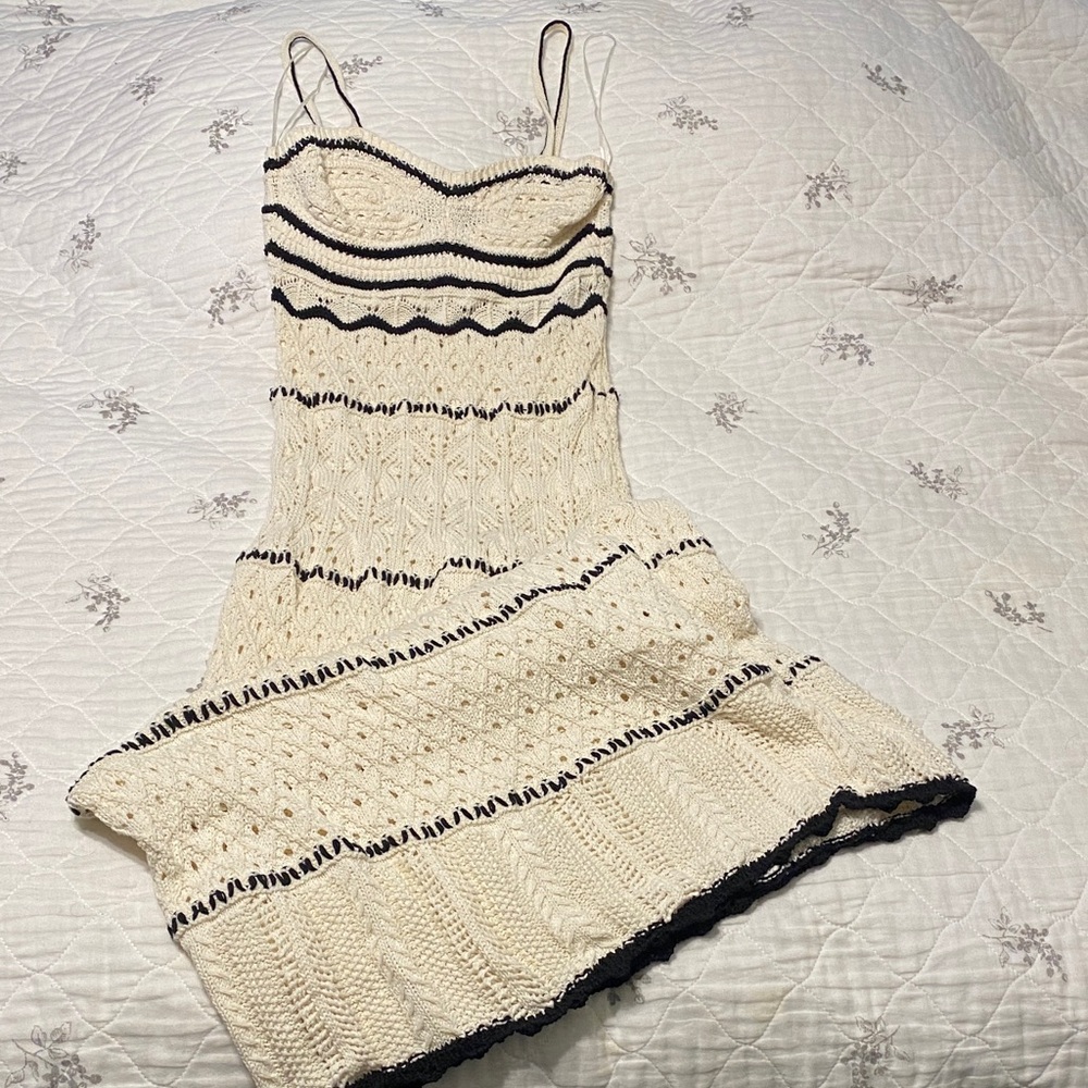 Zara Cream and Black Knit Dress